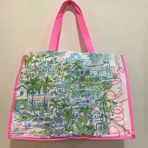 Lilly Pulitzer West Palm Beach Bright Reusable Shopping Tote Bag NWOT